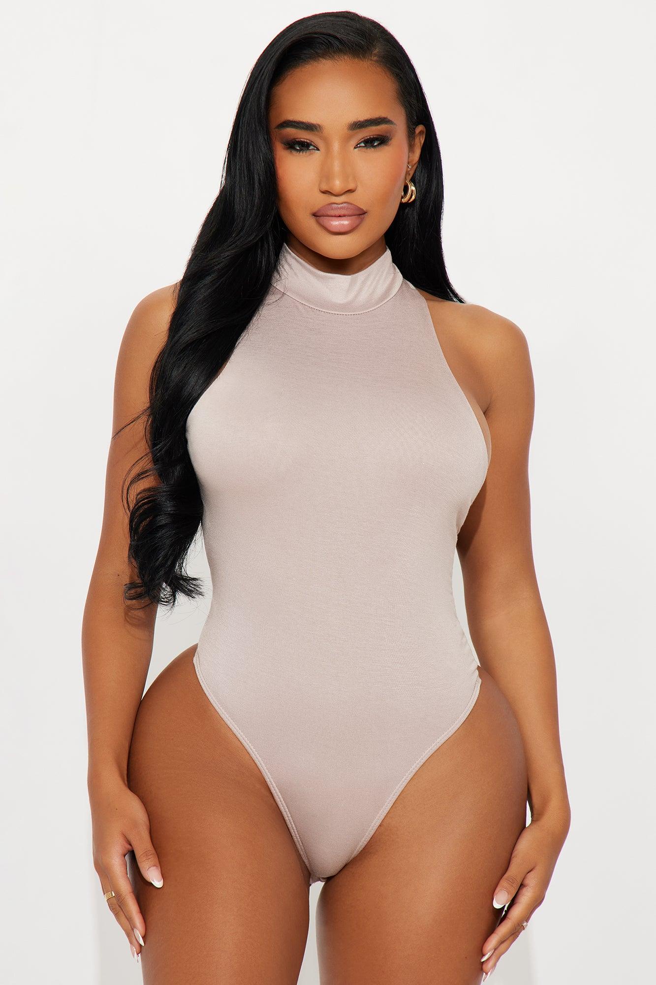 Honor Backless Mock Neck Bodysuit - Stone Female Product Image