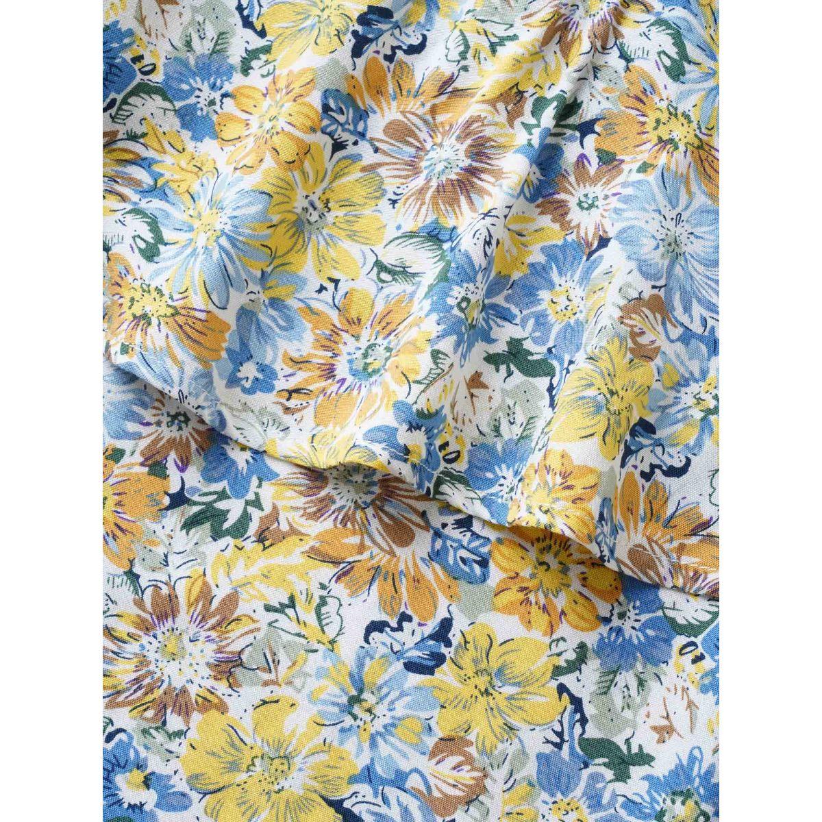 Plus Size Blue Floral One Shoulder Neck Adjustable Straps Blouse Women Resort Short sleeve One-shoulder neck Vacation Blouses BloomChic 26/4X Product Image