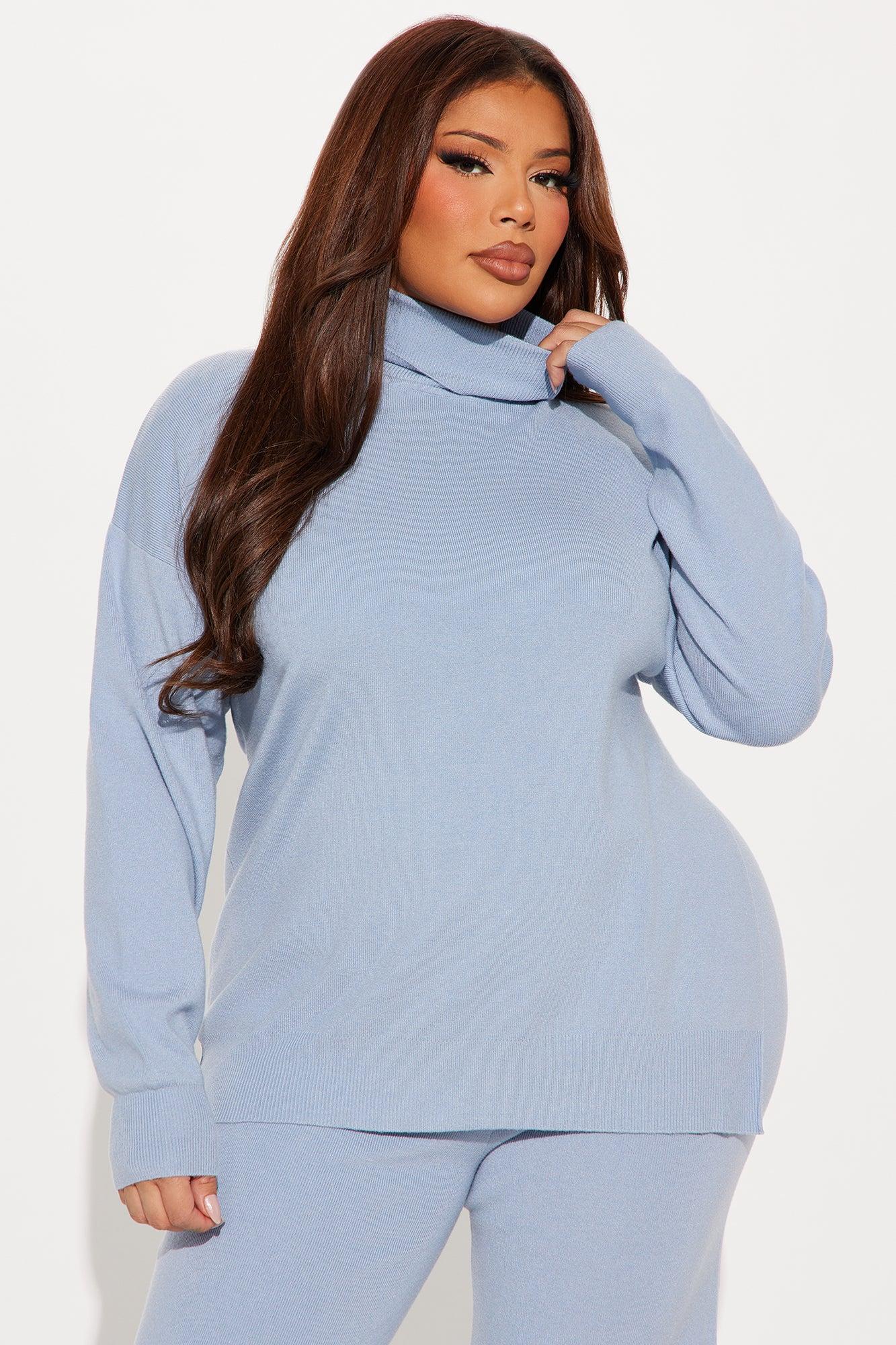 Staying Here Sweater Pant Set - Light Blue Product Image