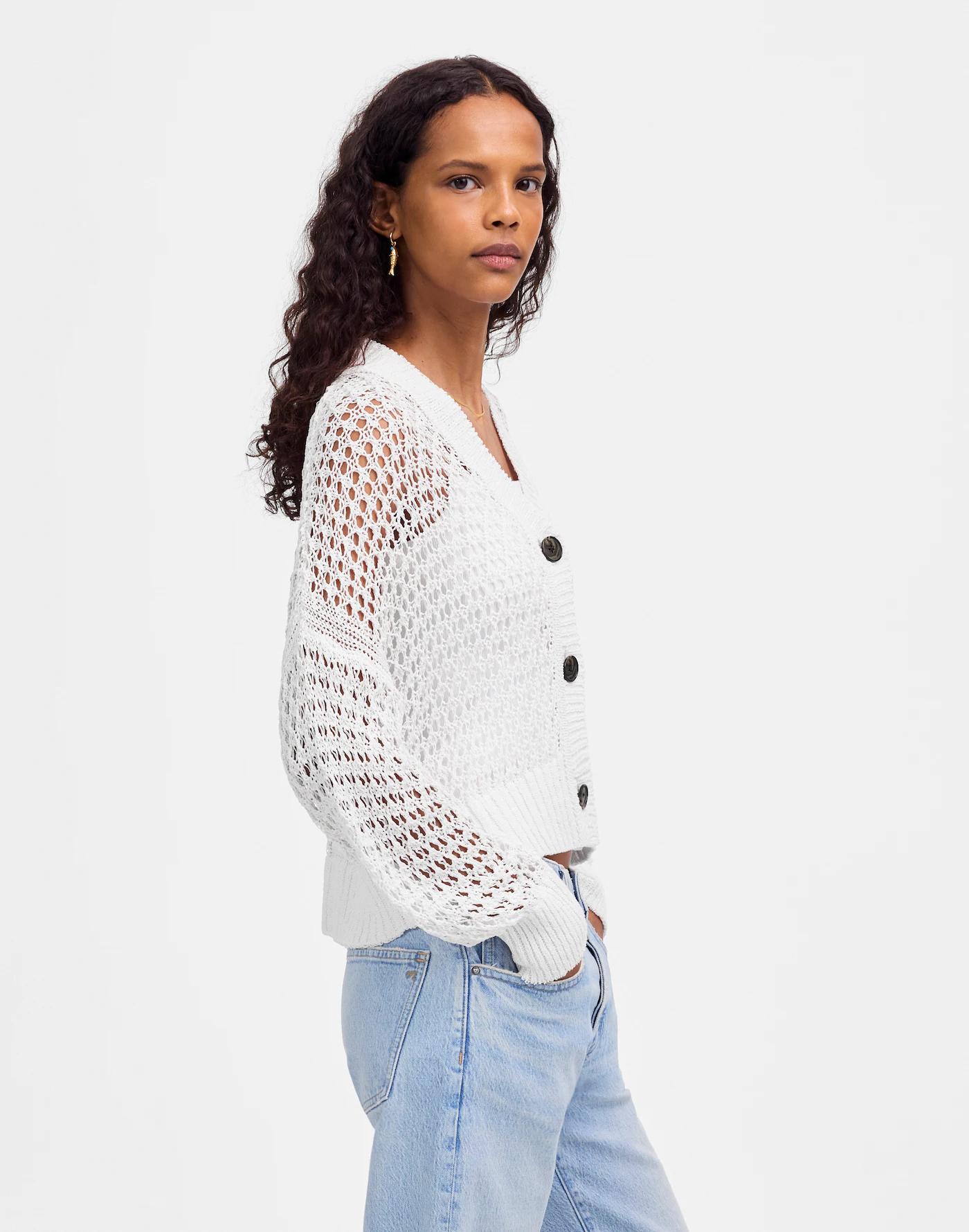 Open-Stitch V-Neck Cardigan Product Image