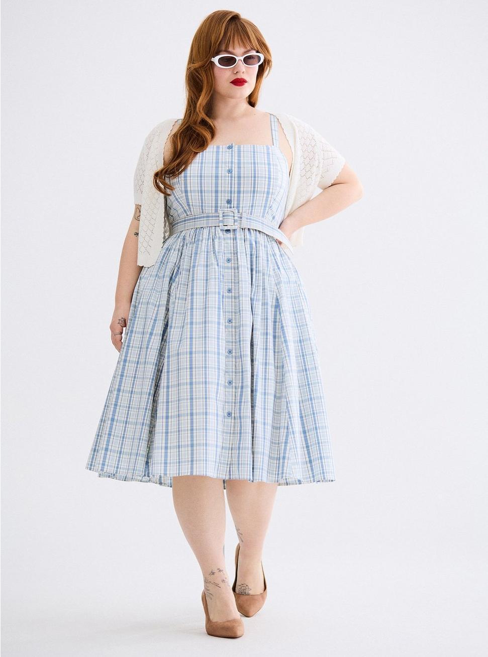 Retro Chic Button-Front Dress Product Image
