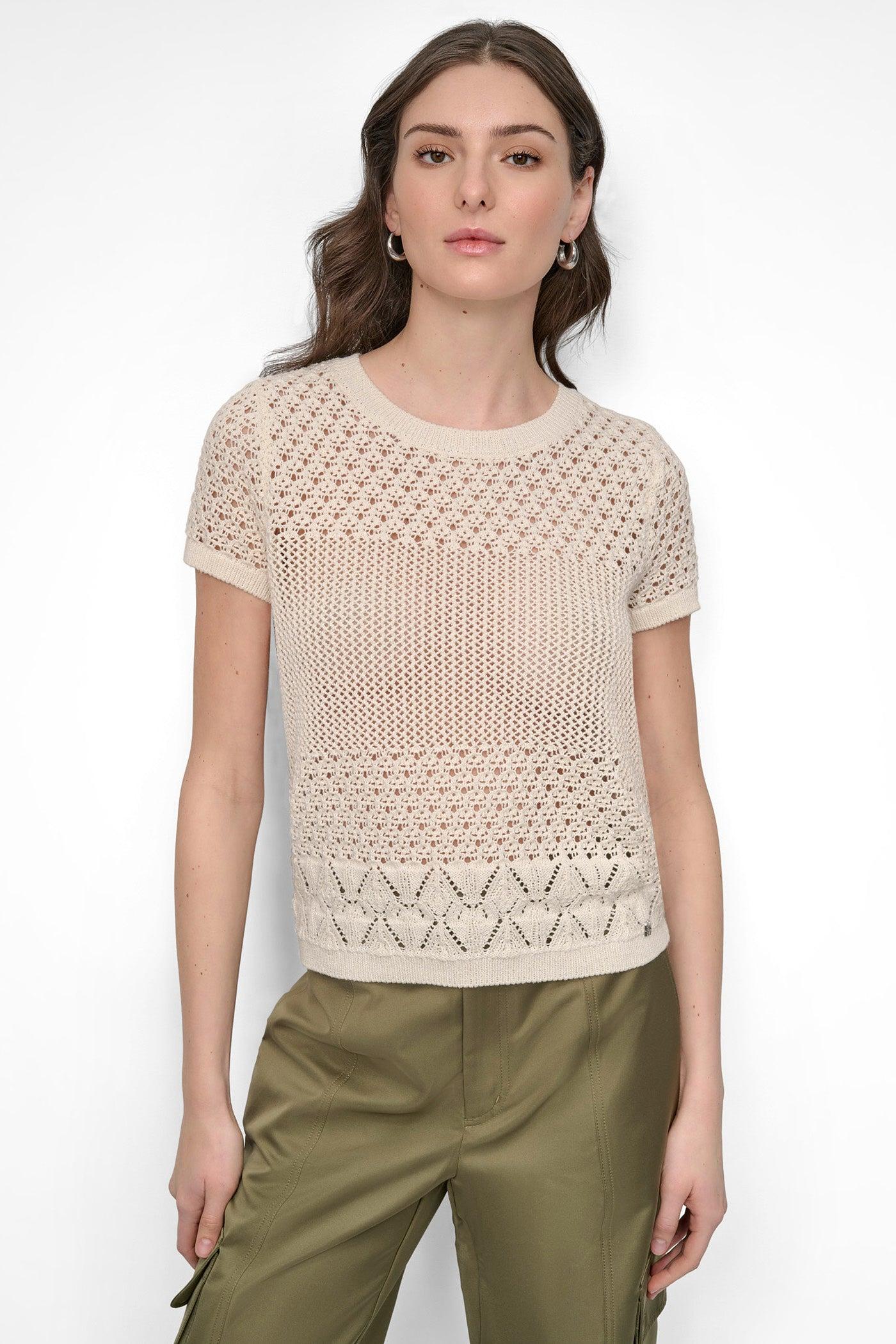 OPEN POINTELLE KNIT SWEATER TEE Product Image