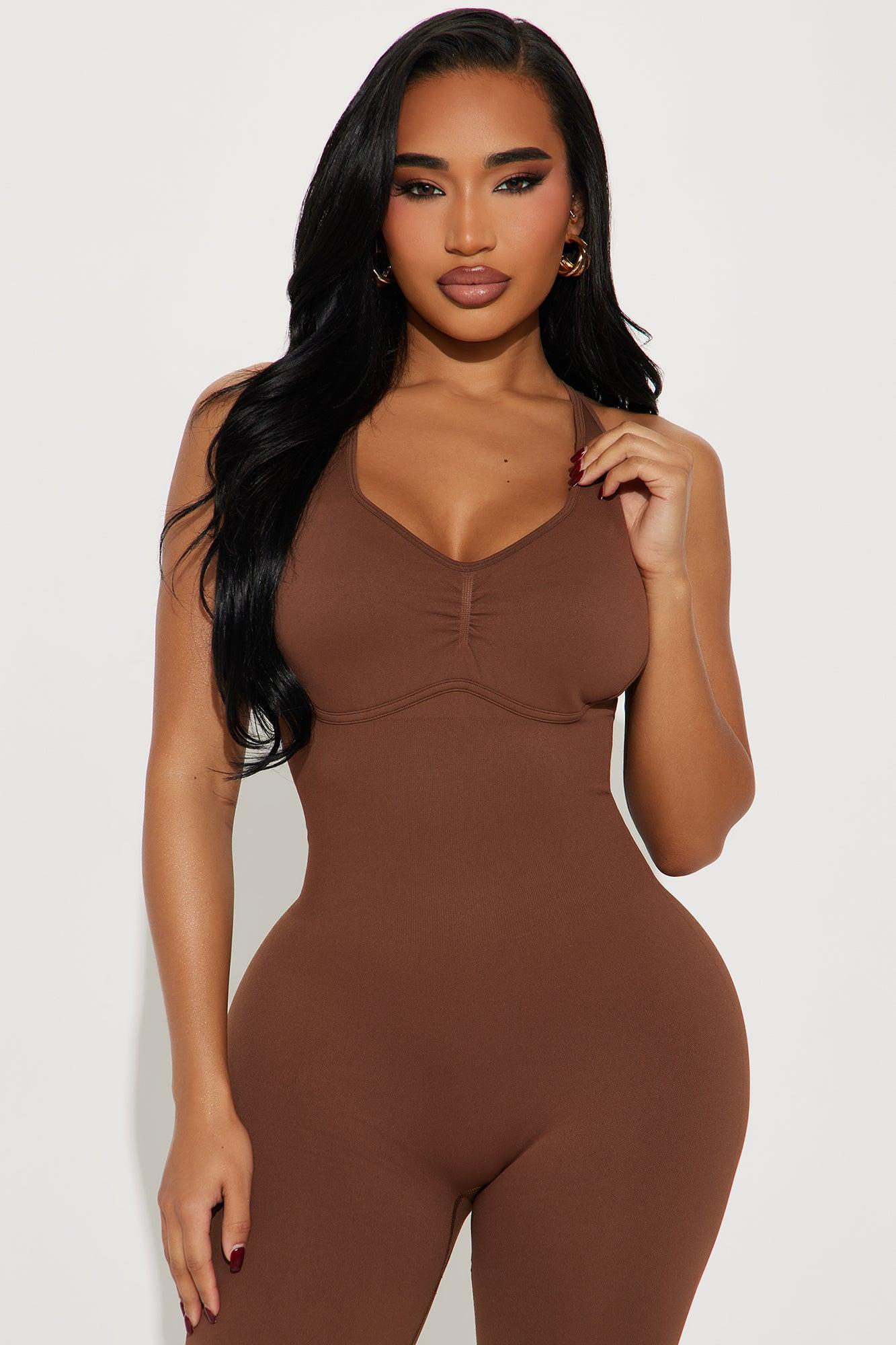 Much Attitude Seamless Active Jumpsuit - Mocha Product Image