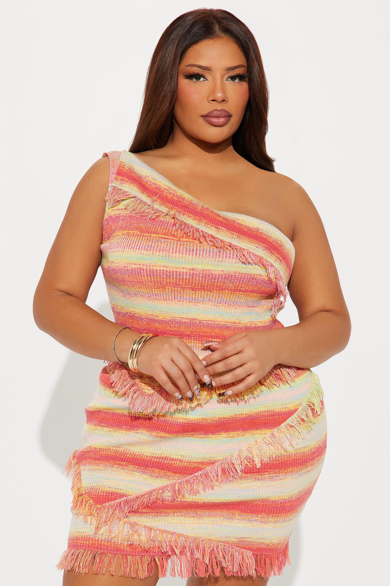 Somewhere Sunny Stripe Skirt Set - Orange/combo Product Image