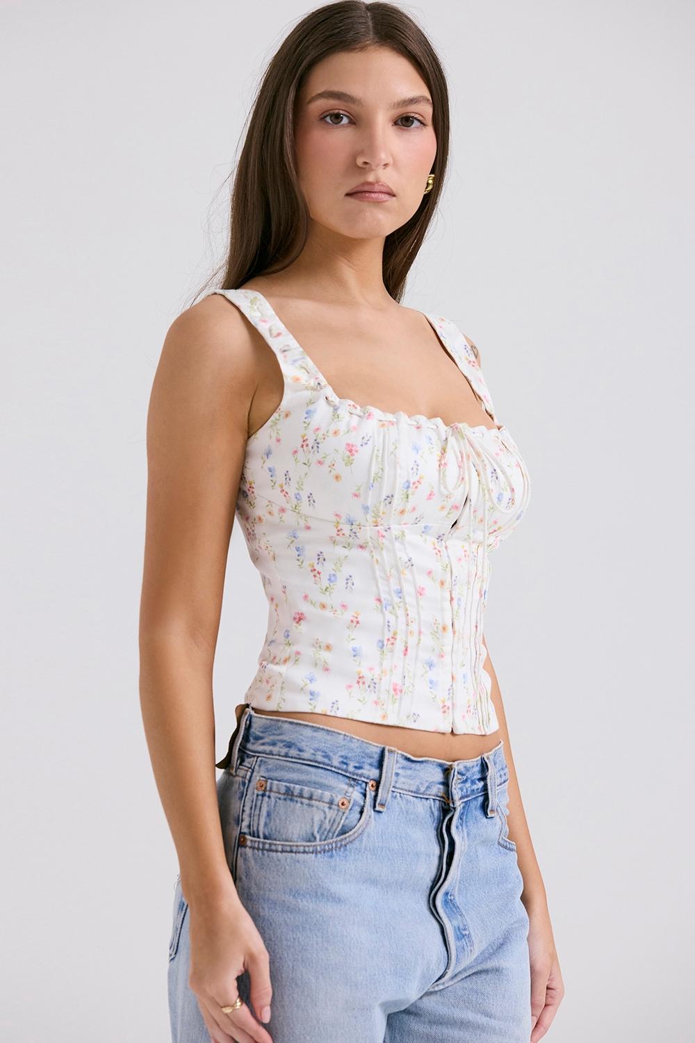 Chicca  white posy print top Product Image