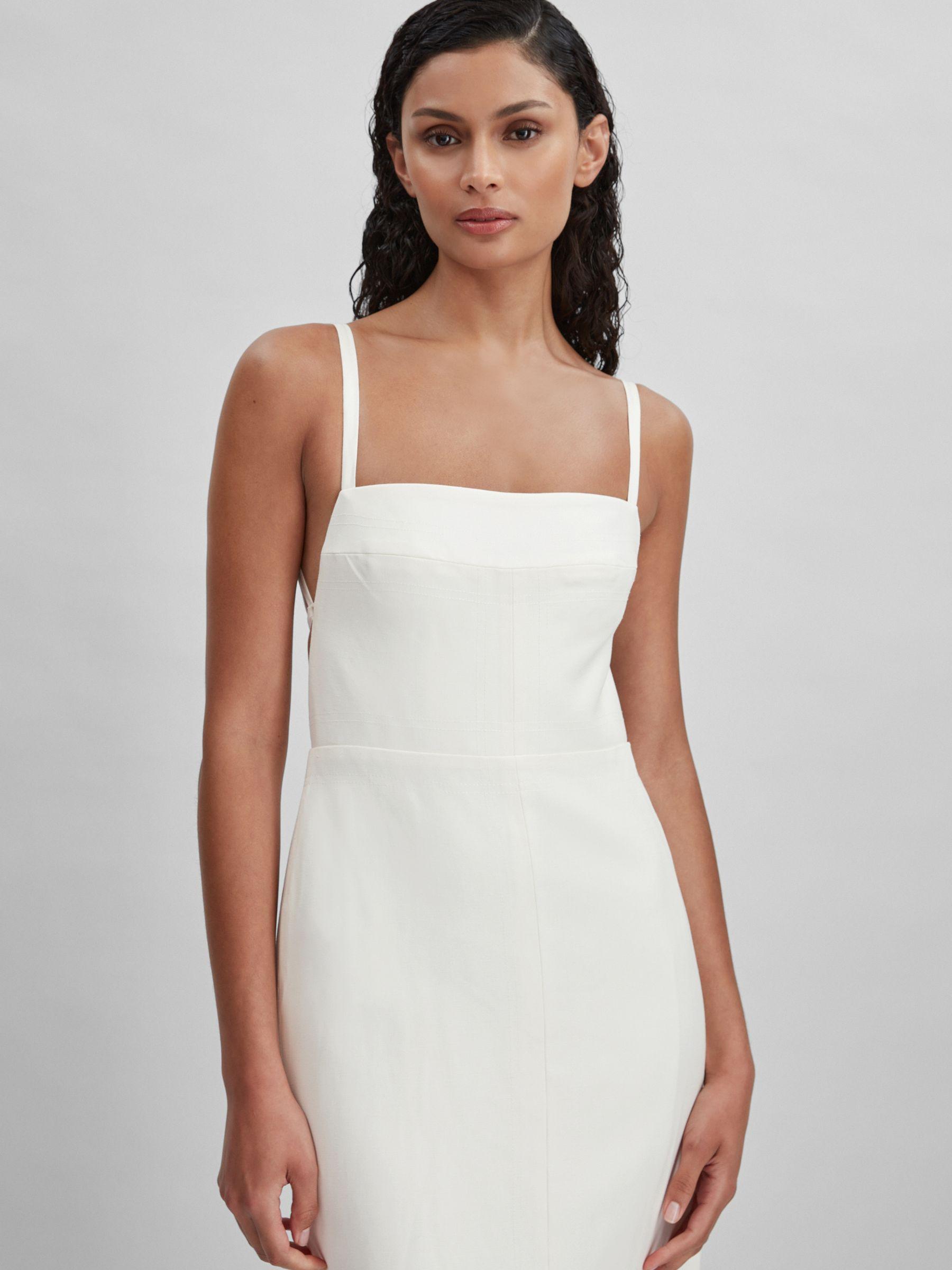 Acler Linen Blend Cut-Out Midi Dress in Ivory Product Image