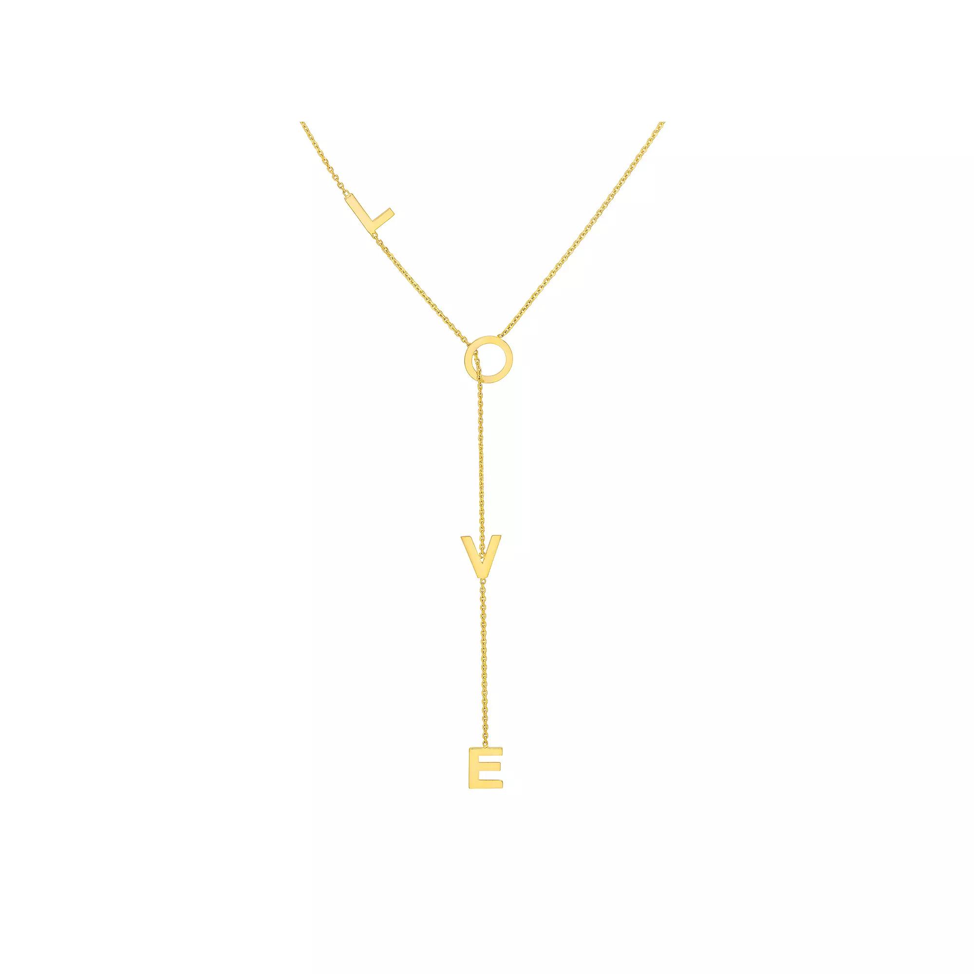 14k Gold LOVE Adjustable Lariat Necklace, Womens Product Image