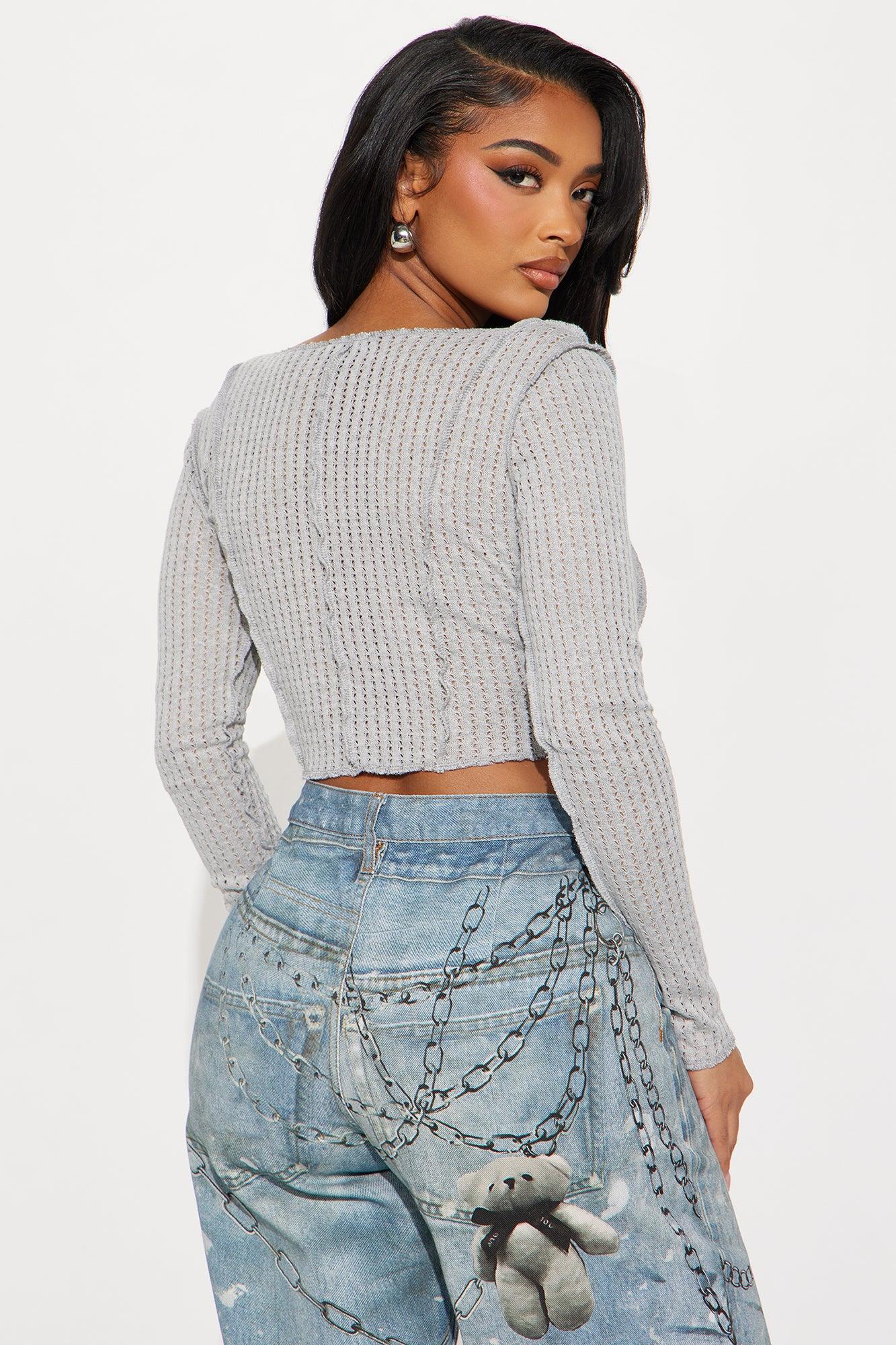 Janelle Long Sleeve Top - Heather Grey Product Image