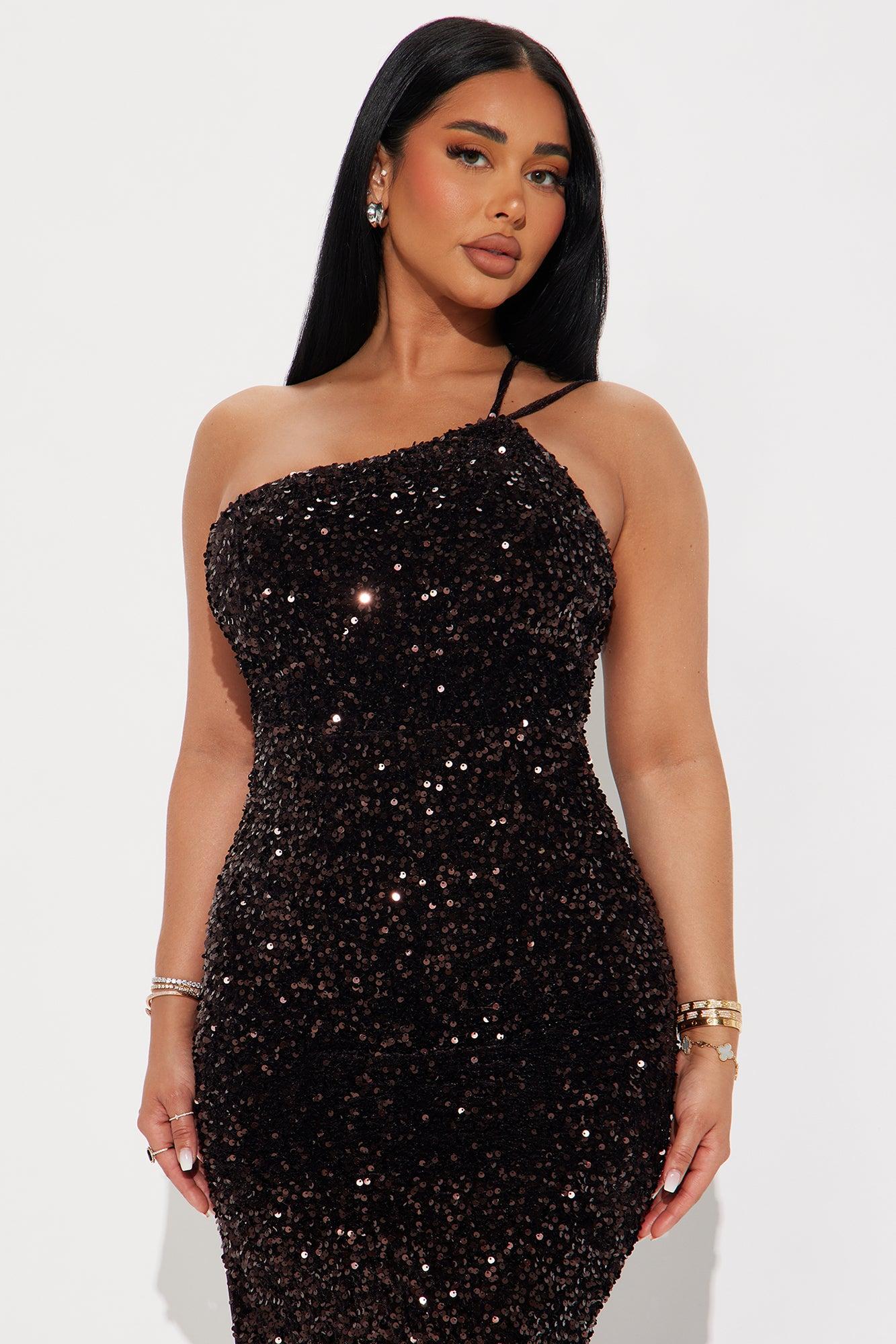 Forever Shining Sequin Maxi Dress - Chocolate Product Image