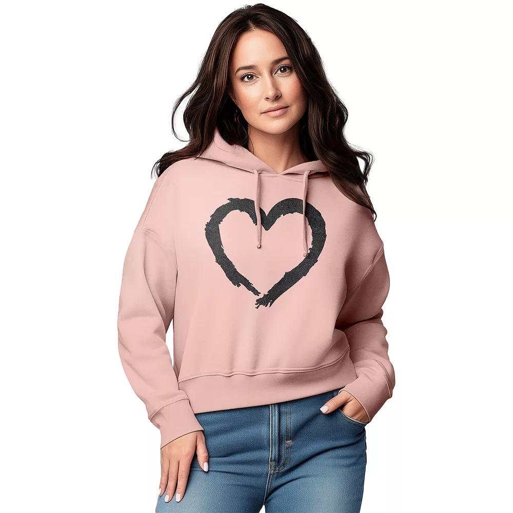 Women's Paintbrush Stroke Heart Graphic Cropped Hoodie,  Product Image