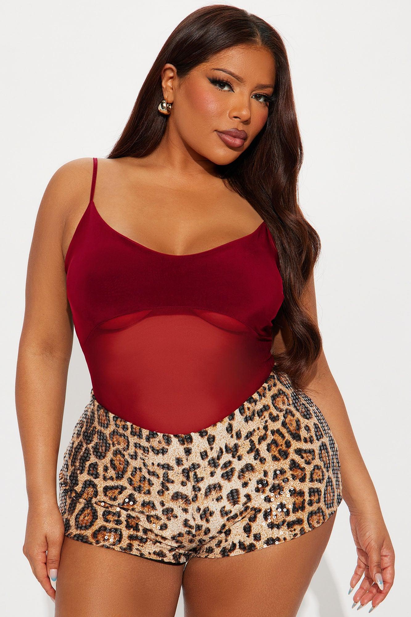 Calypso Sheer Mesh Bodysuit - Red Female Product Image