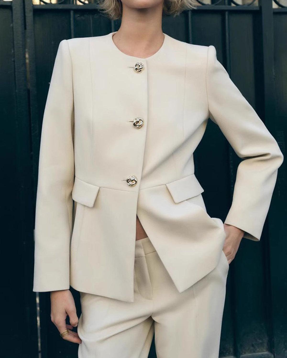 Apricot Button Pocket Blazer Product Image