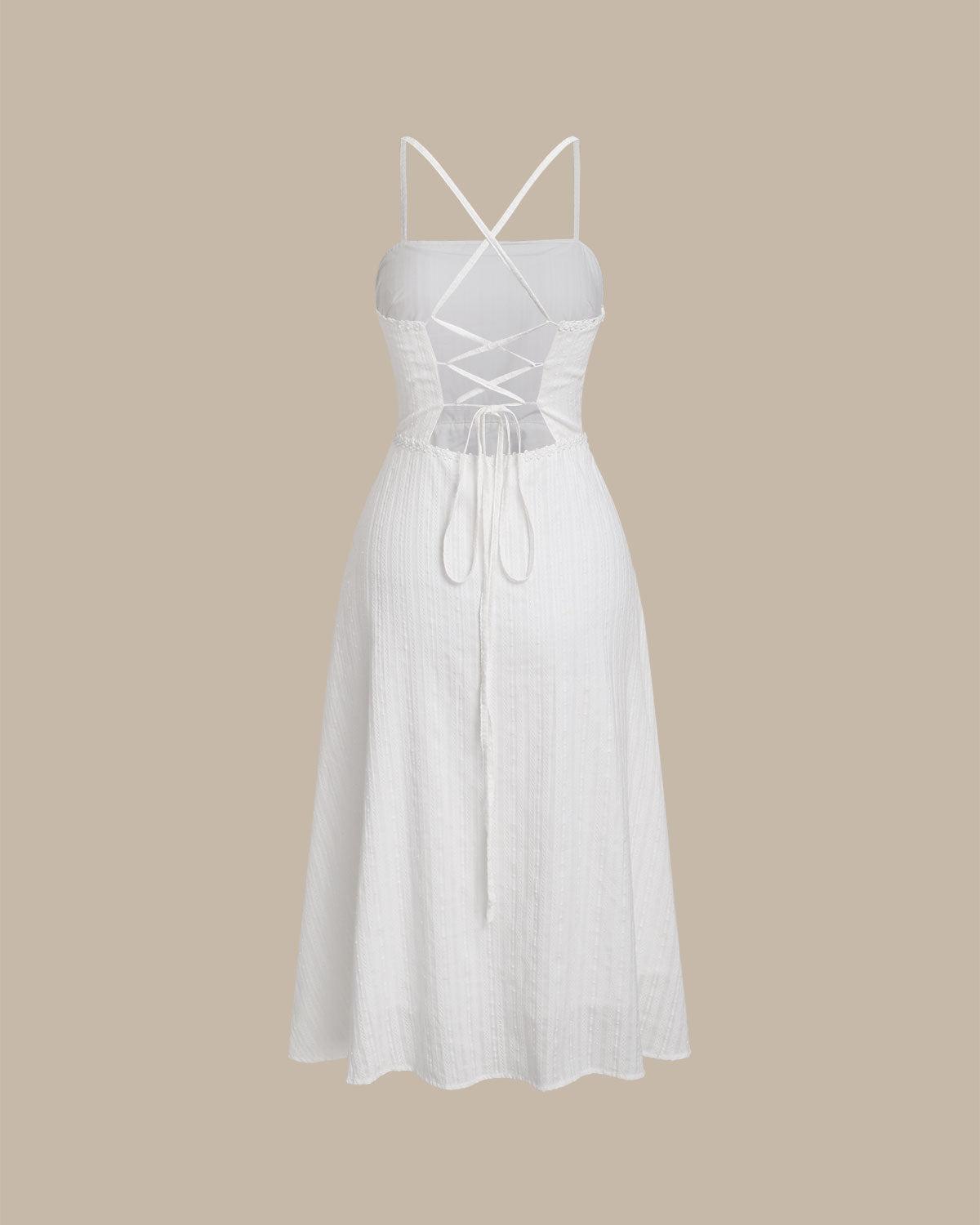 White Pocket A-Line Slip Midi Dress Product Image