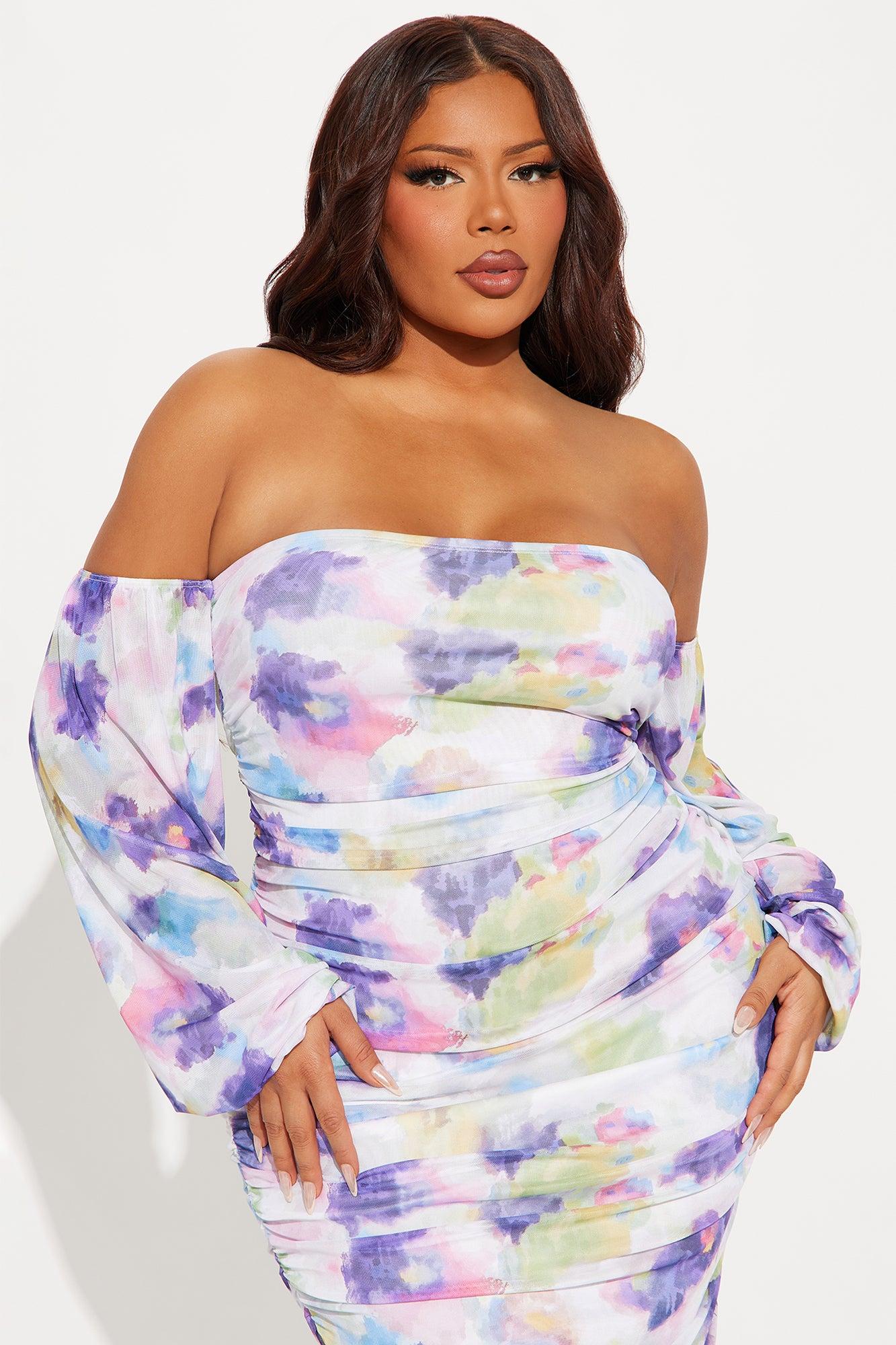 Gorgeous Garden Floral Mesh Midi Dress - Multi Color Product Image