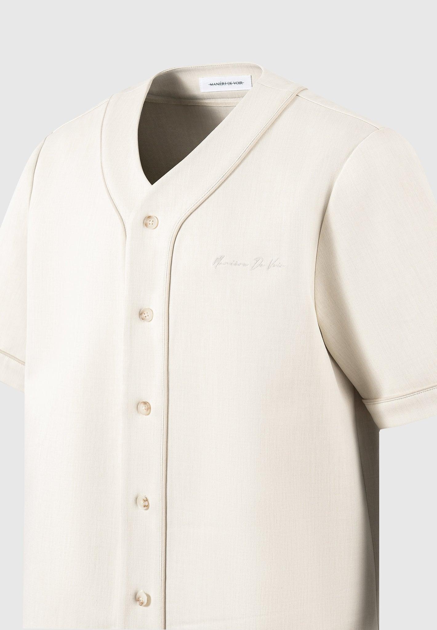Signature Boxy Baseball Shirt - Beige Male Product Image