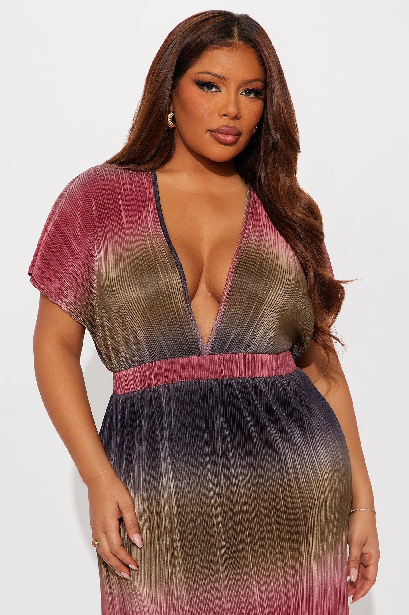 Mercedes Plisse Maxi Dress - Olive/combo Female Product Image