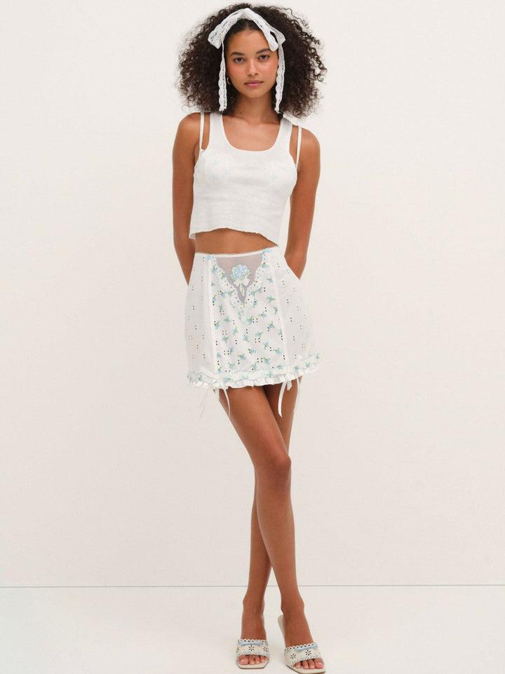 Budding Blossom Garter Skirt — White Product Image