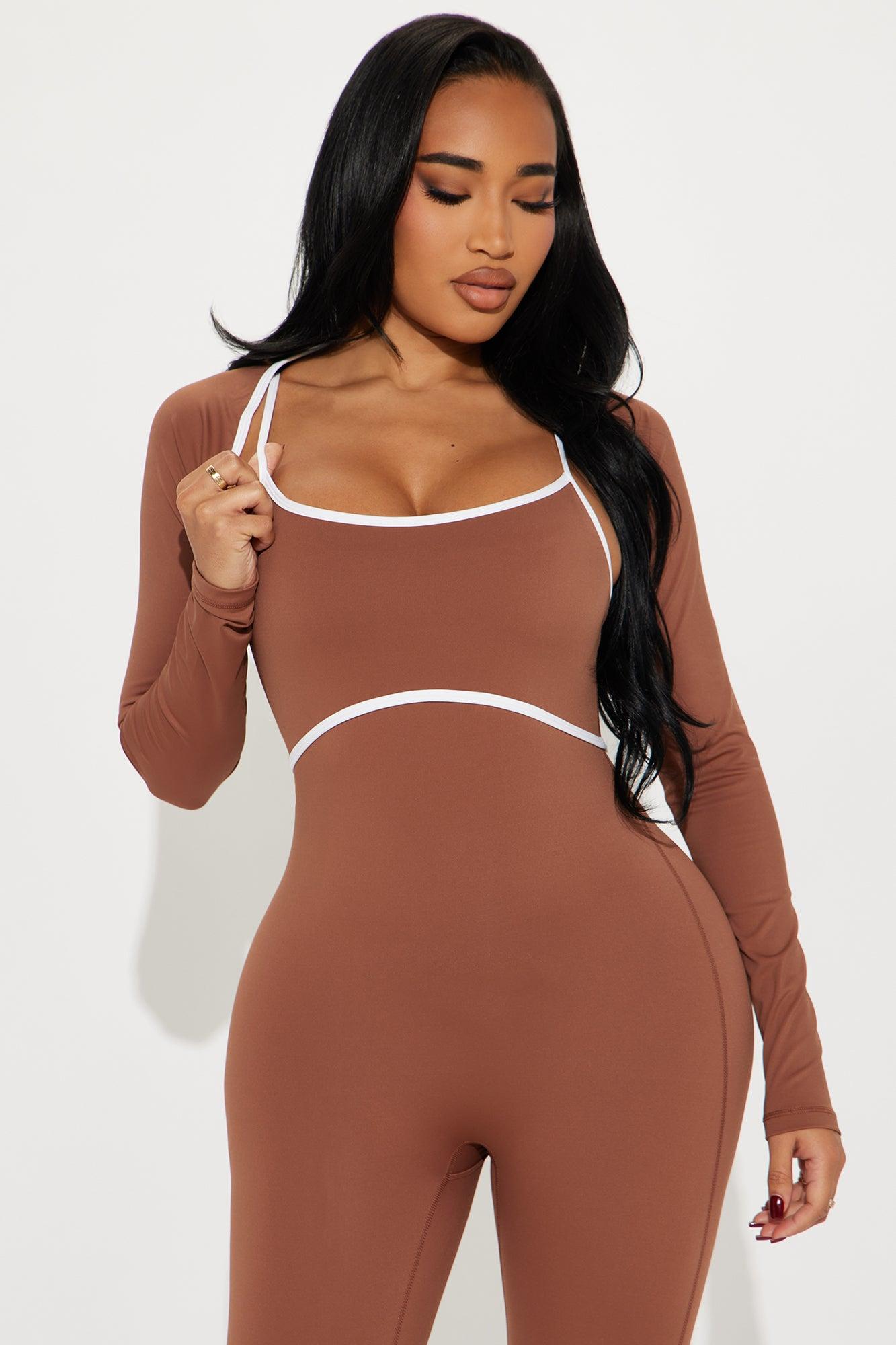 Heidi 2 Piece Bolero Active Jumpsuit - Mocha Product Image