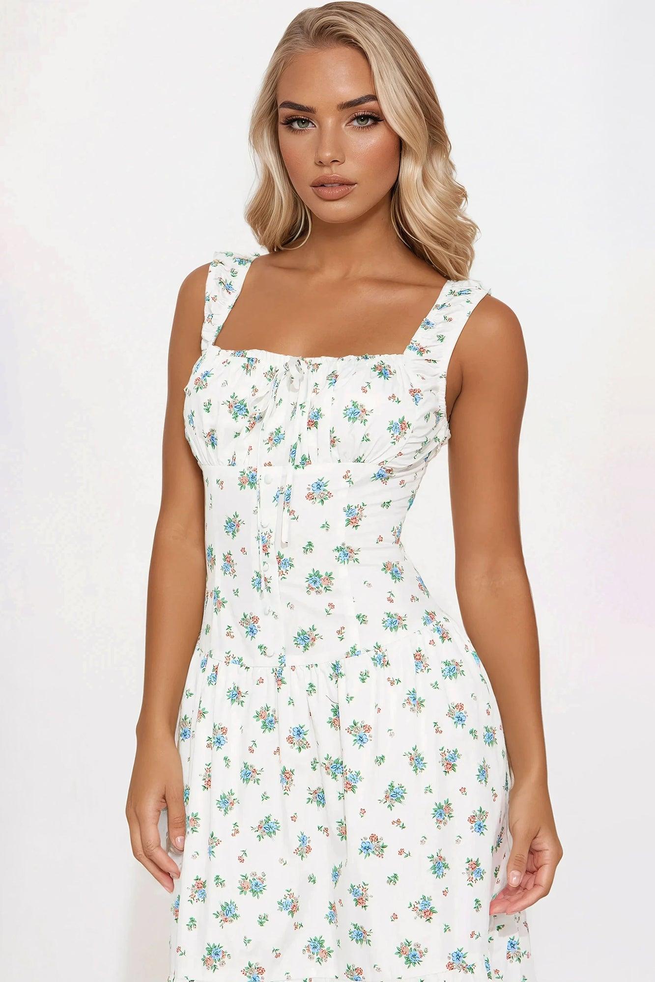 Jennifer Poplin Maxi Dress - White/combo Product Image