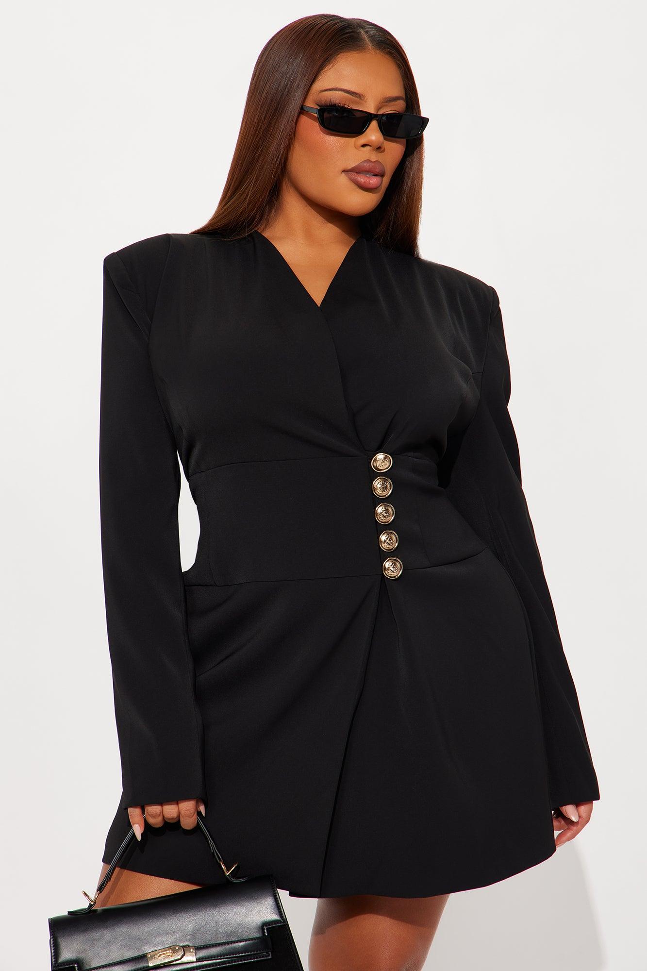 Can't Stop Me Blazer Mini Dress - Black Female Product Image