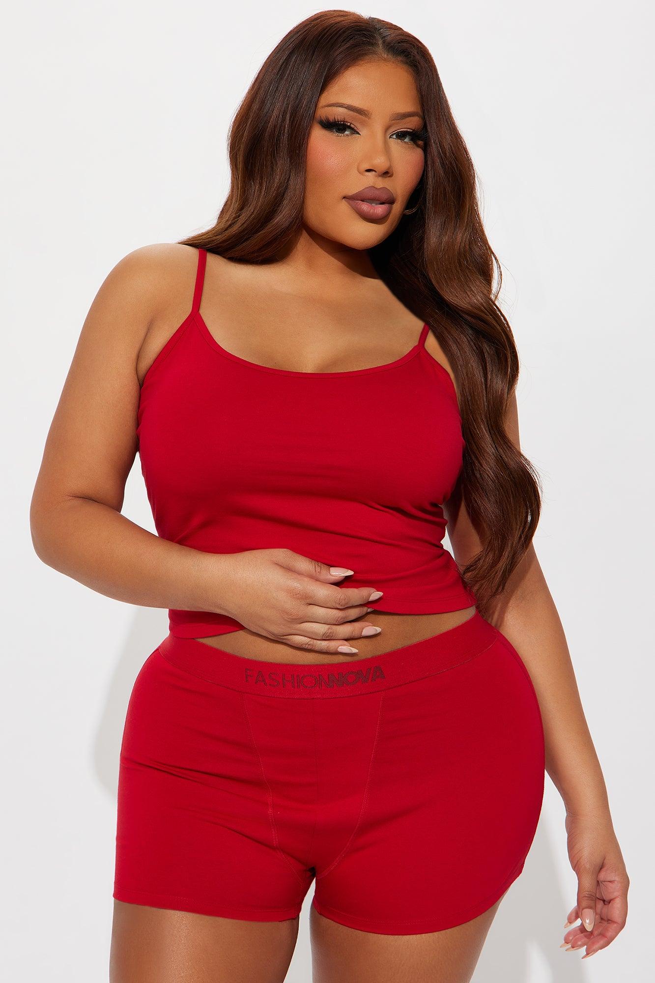 FN Mood PJ Boxer Short Set - Red Female Product Image