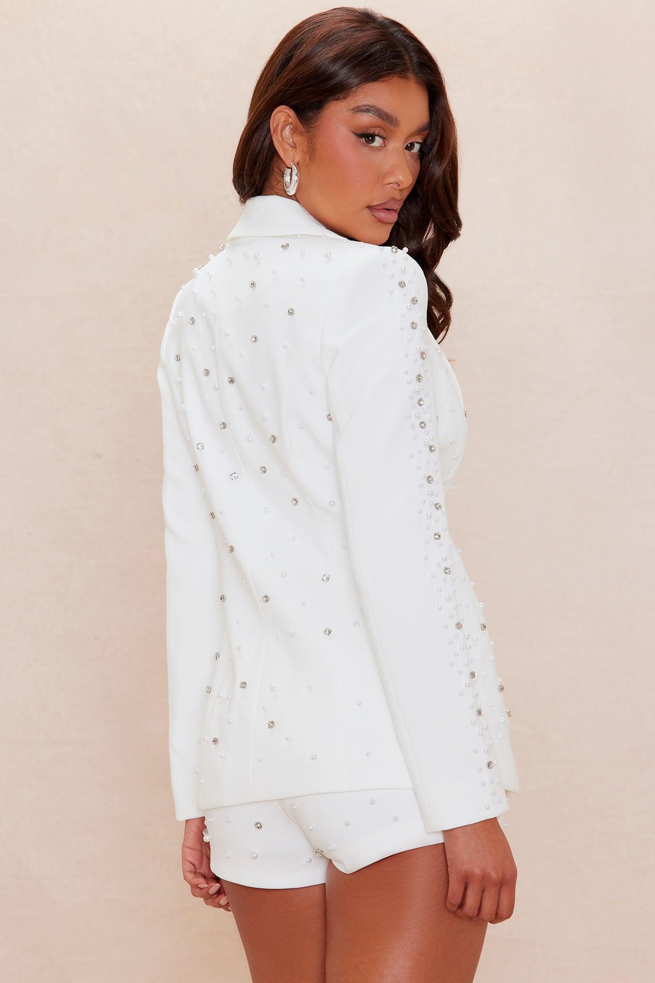 Kelsey Pearl Short Suit Set - White Female Product Image