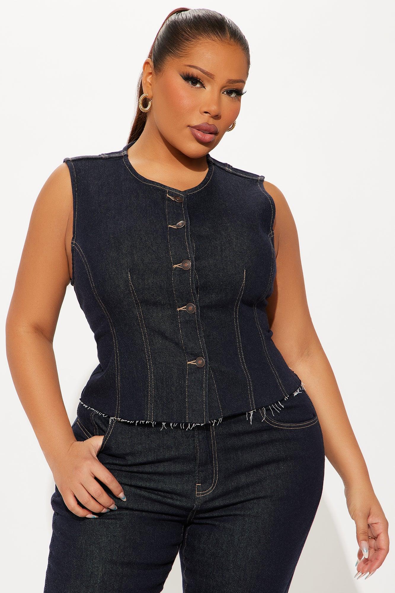 Dakota Denim Vest And Capri Set - Dark Wash Female Product Image