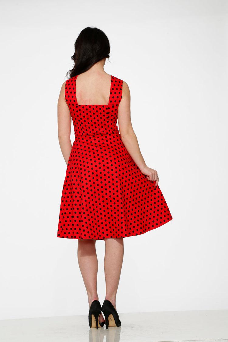 Red & Black Polka Dot Swing Dress Product Image