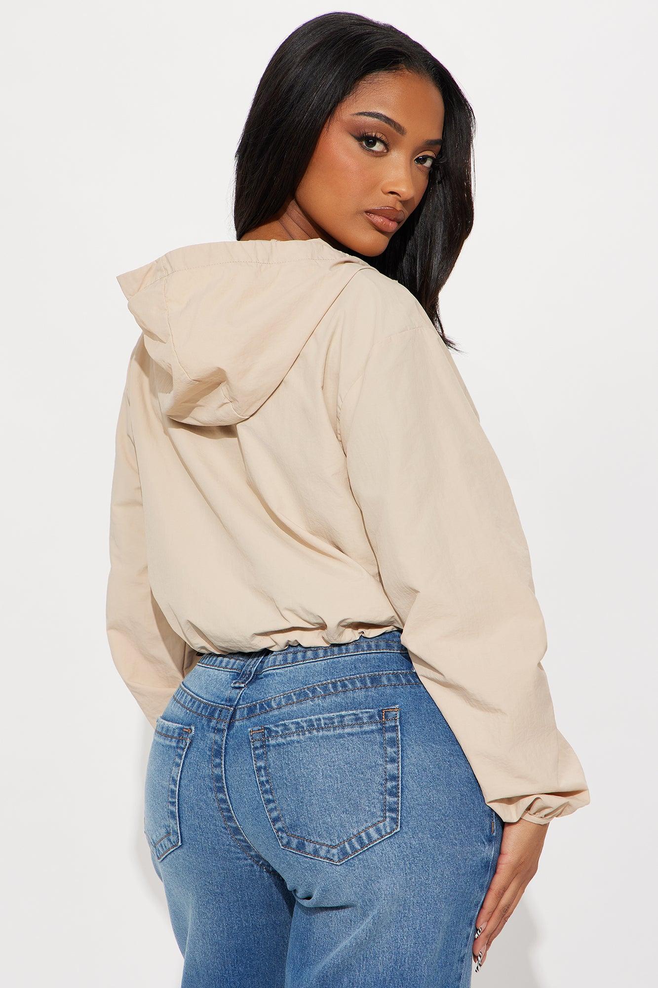 All Day Fave Cropped Windbreaker - Taupe Female Product Image