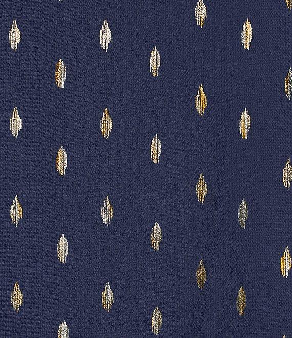 Ignite Evenings 3/4 Capelet Sleeve Crew Neck Foil Metallic Popover Dress Product Image