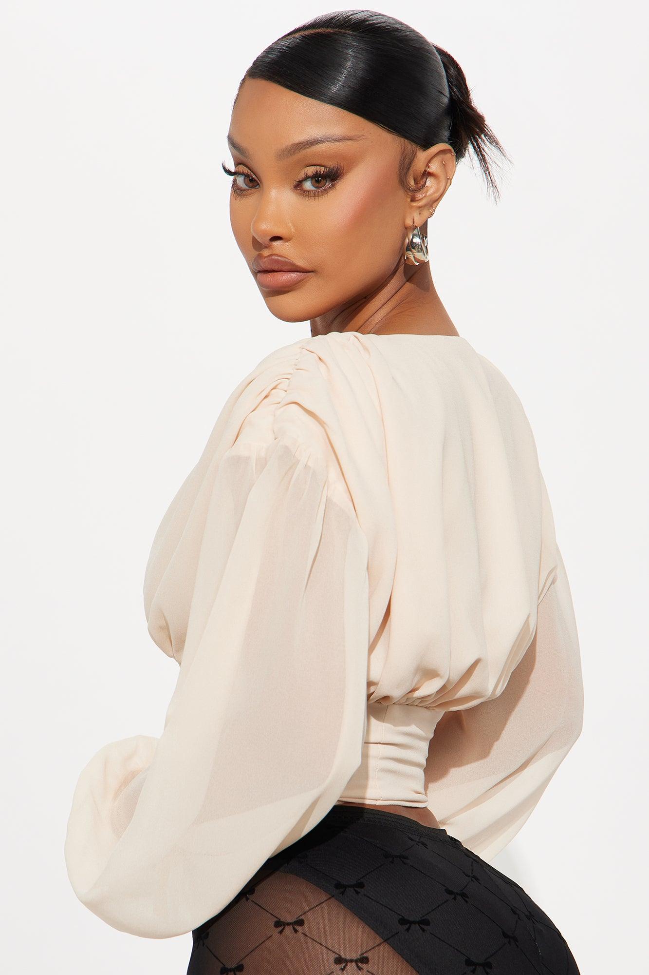 Cute But Psycho Chiffon Corset Top - Cream Female Product Image