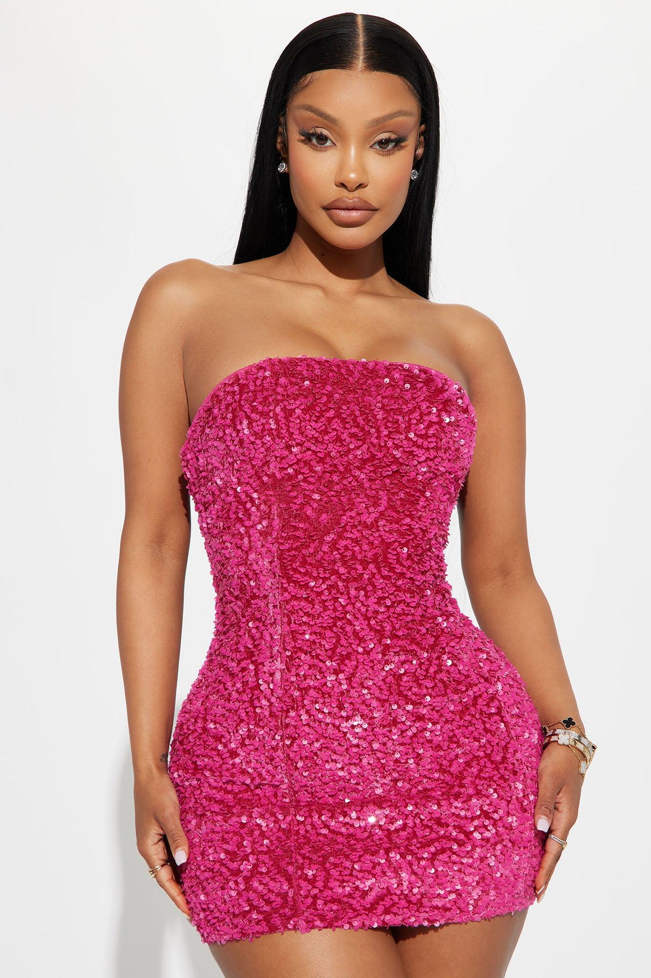 Kara Sequin Mini Dress - Hot Pink Product Image