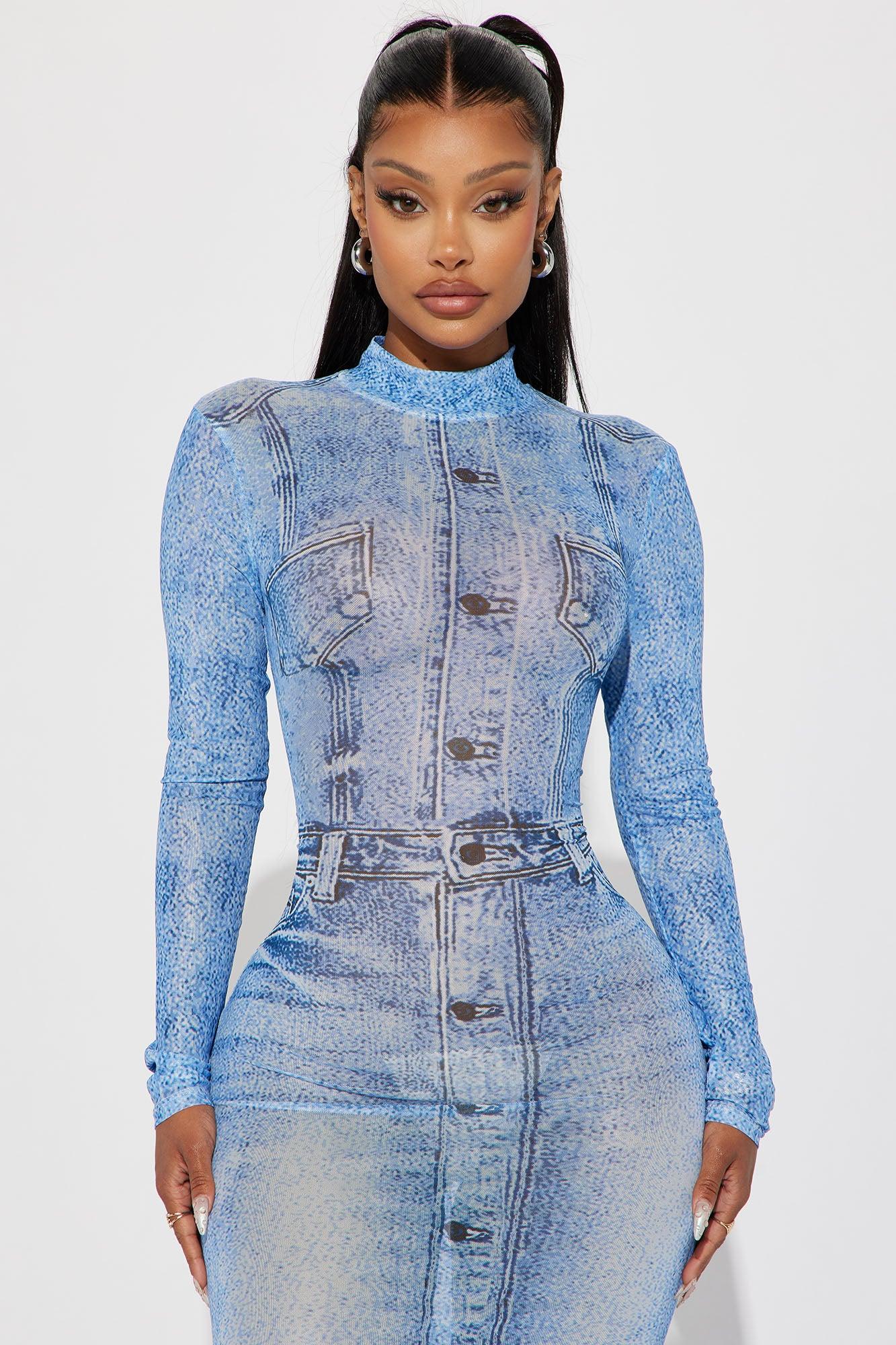 Bronx Mesh Maxi Dress - Blue Product Image