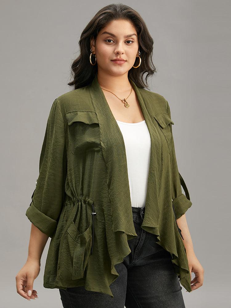 Supersoft Essentials Plain Pocket Asymmetrical Drawstring Coat Female Product Image