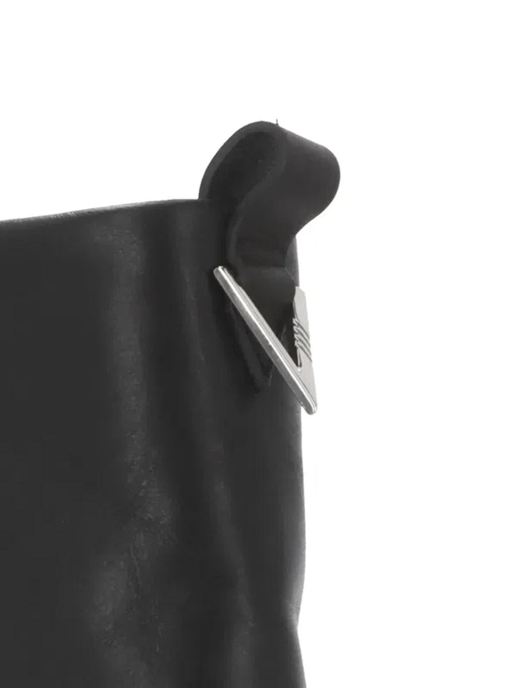 ATTICO Robin Black Boots With Square Toe And Logo Plaque On The Rear In Leather Woman Product Image