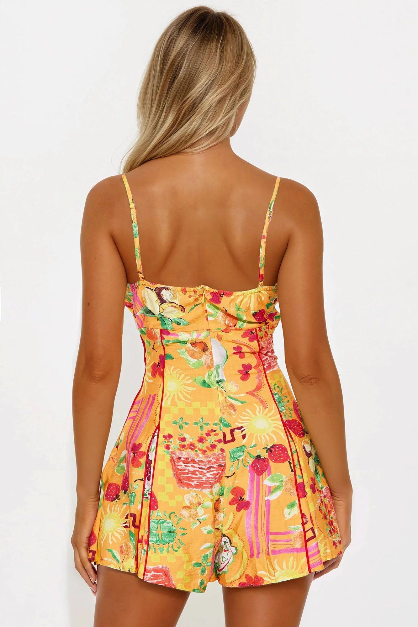 Coral Sands Tropical Vacation Romper - Orange/combo Female Product Image