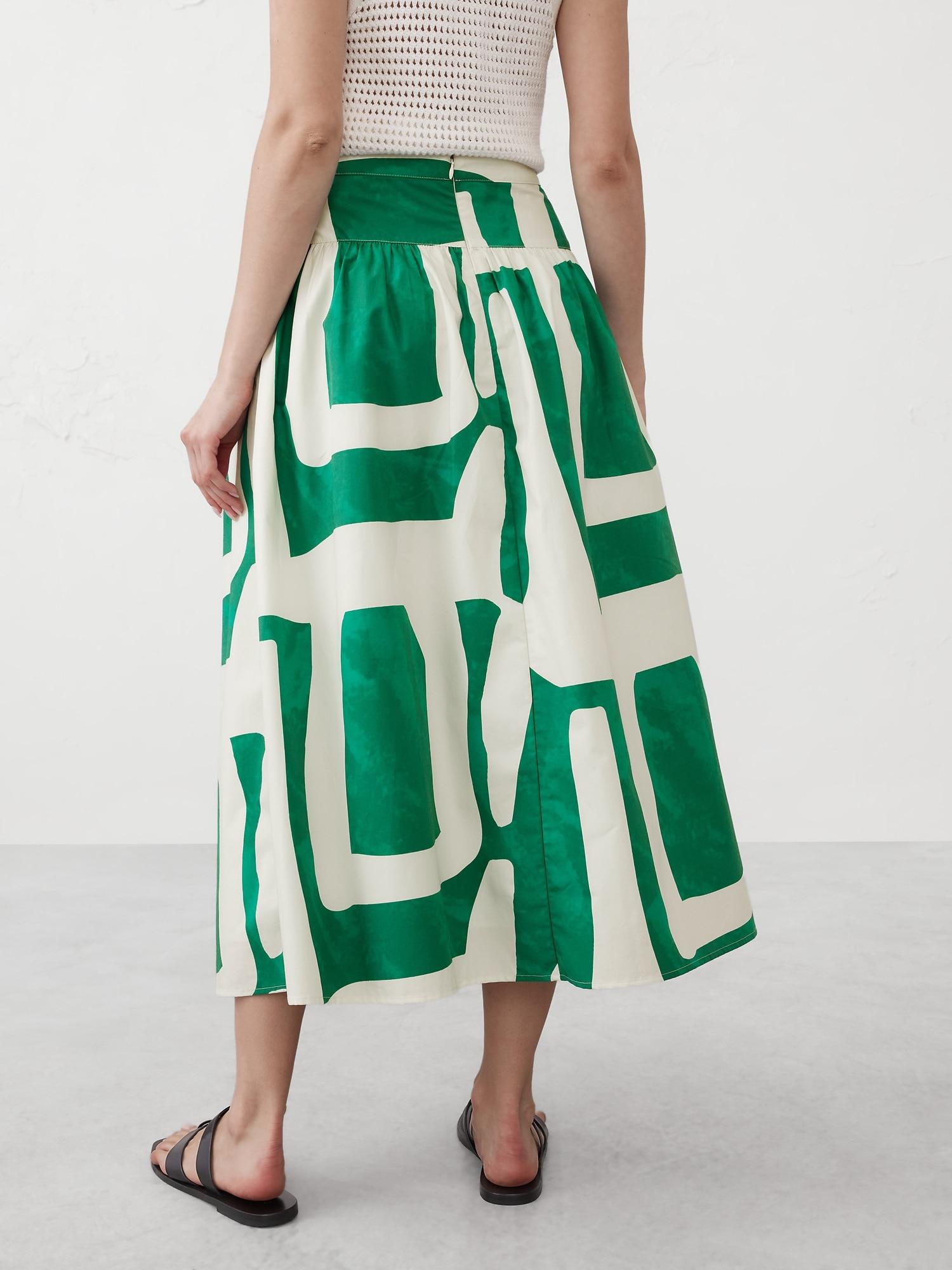 Poplin Dropped-Waist Maxi Skirt Product Image
