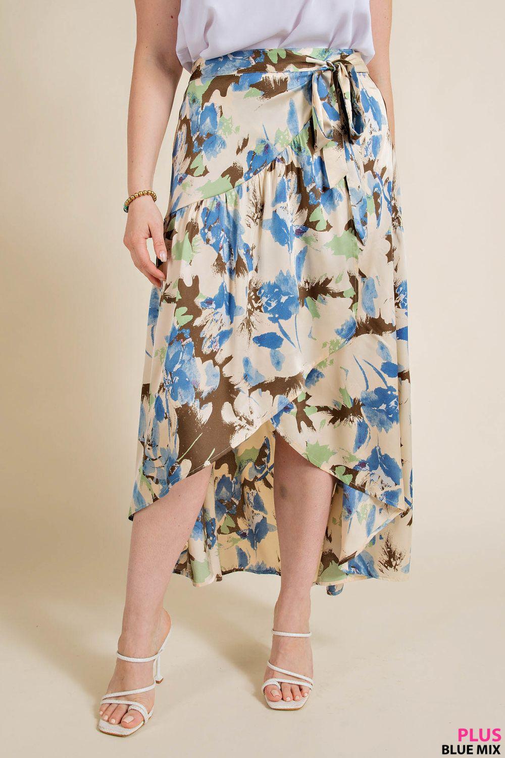 Tansy Botanical Faux Wrap Midi Skirt Product Image