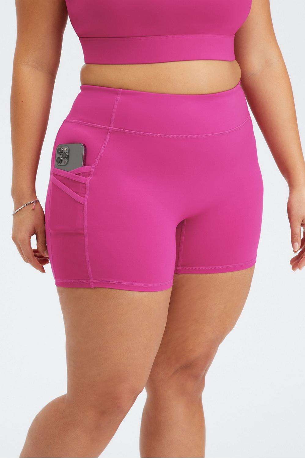 Fabletics Trinity Mid-Rise Pocket 5 Short Womens purple plus Size 2X Product Image