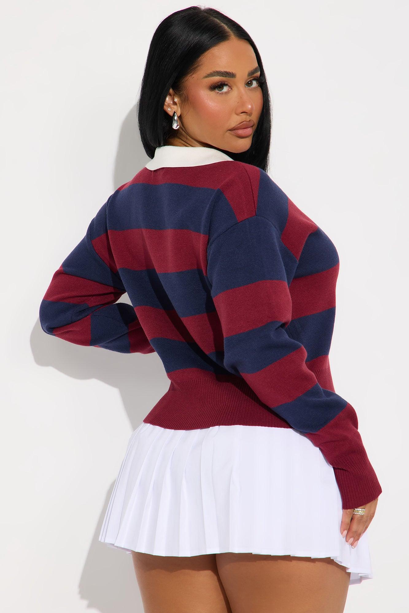 Stripes On Stripes Polo Sweater - Red/combo Product Image