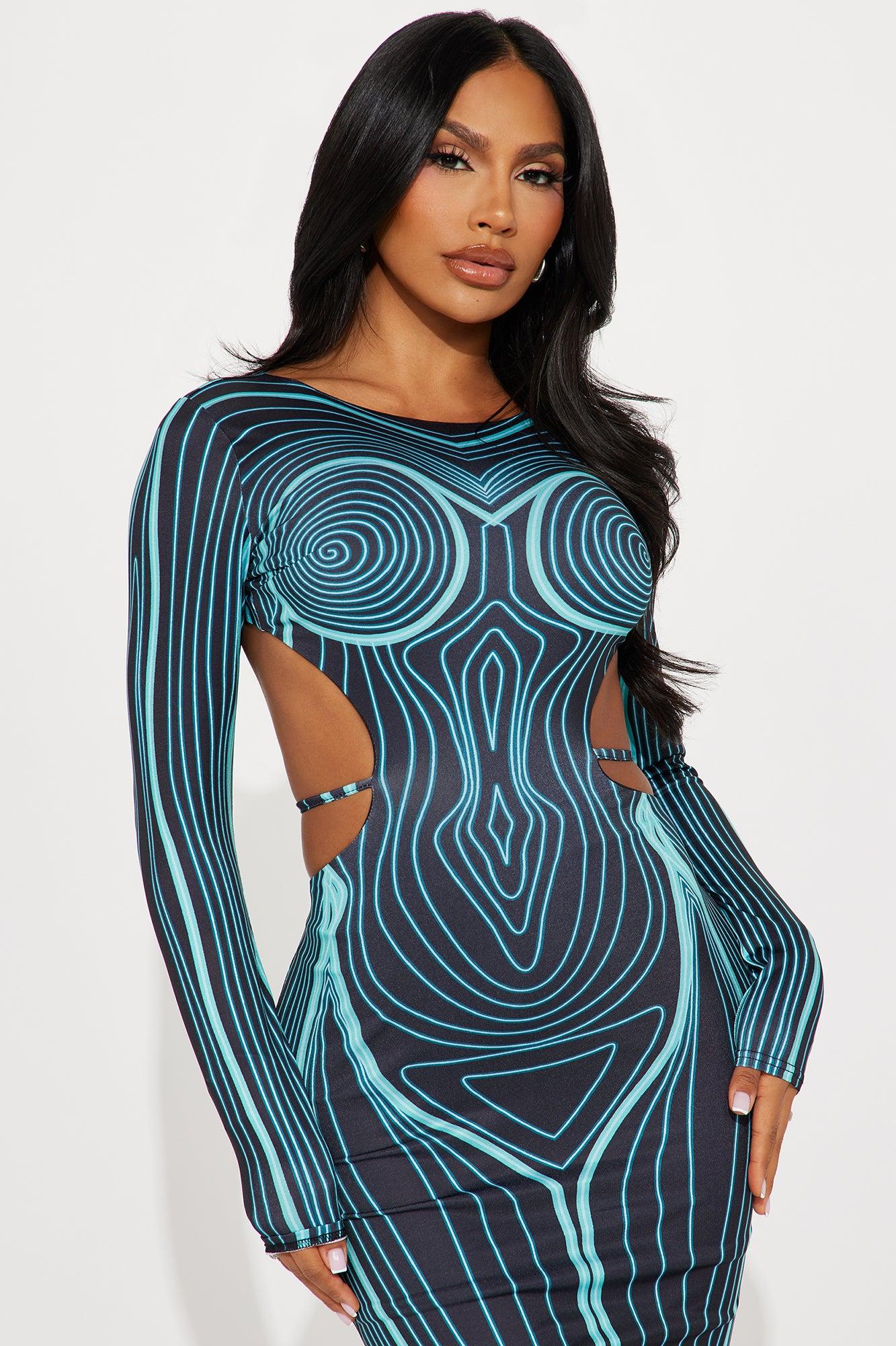 Kia Body Heat Maxi Dress - Teal/combo Product Image