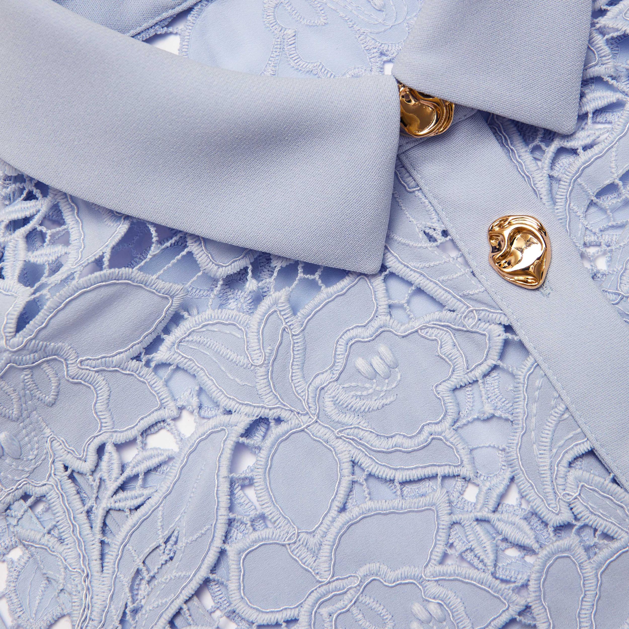 Blue Lace Collared Maxi Dress Product Image