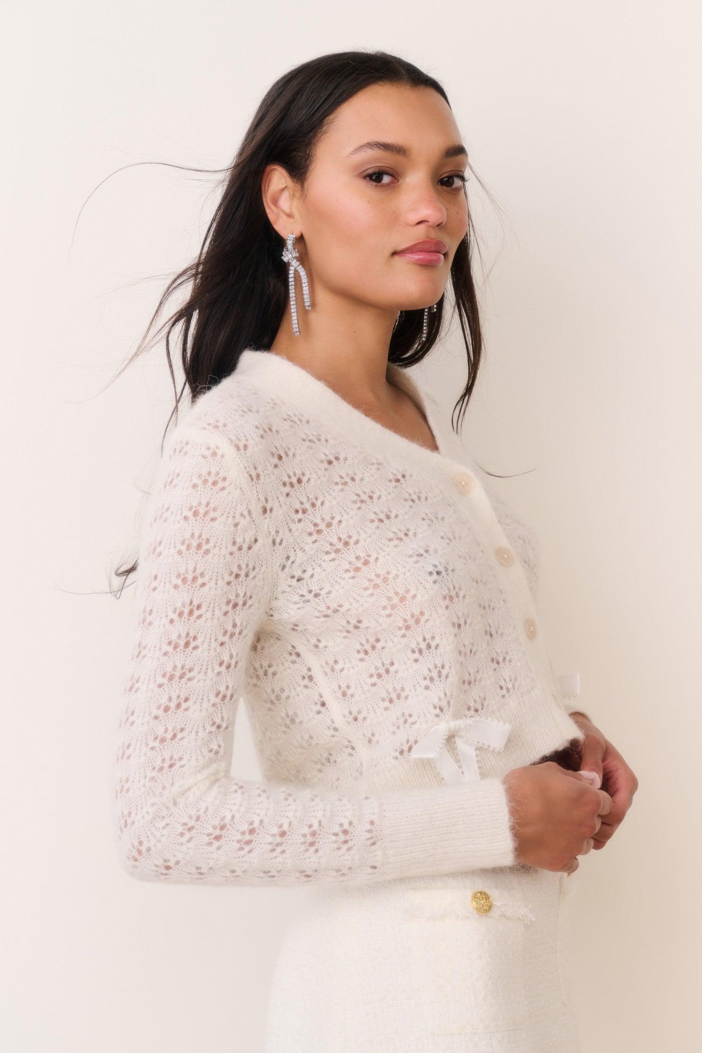 Lilly Alpaca-Blend Bow Cardigan Product Image