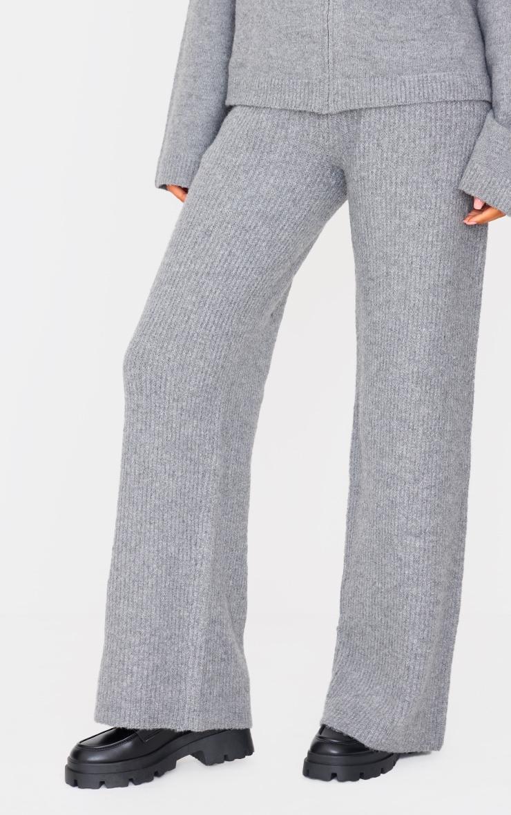 Tall Grey Knit Wide Leg Pants Product Image