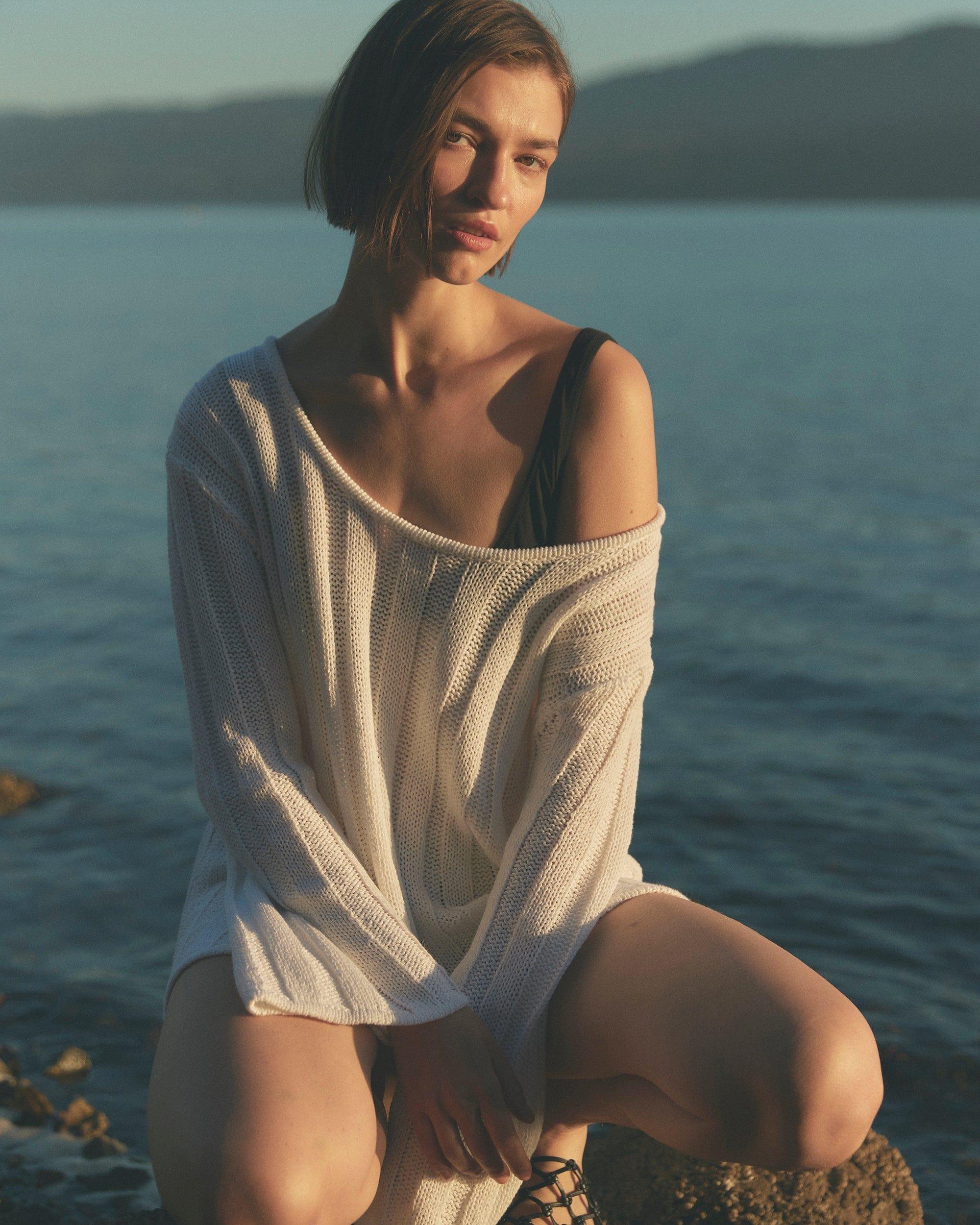 Leah Ribbed Scoop-Neck Sweater Product Image