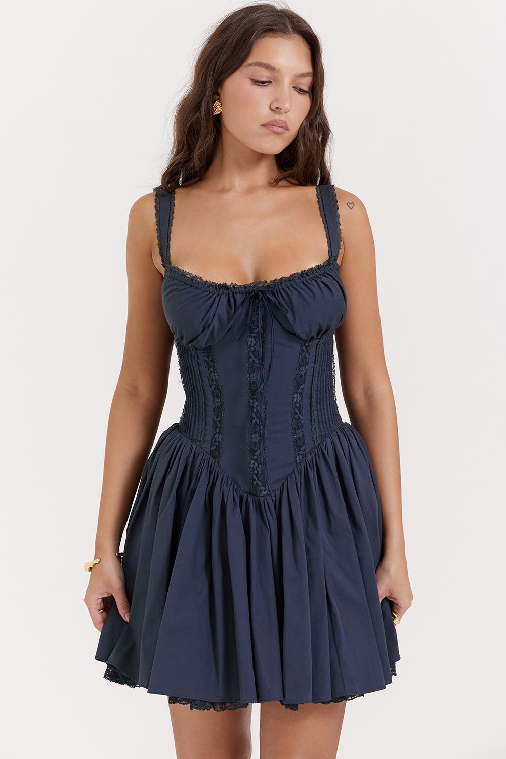 Pietra  french navy corset mini dress Product Image