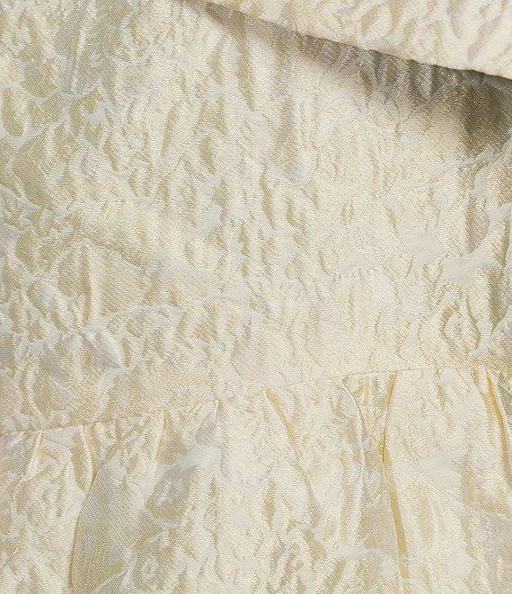 Abbey Glass Caroline Asymmetrical Neck Sleeveless Bow One Shoulder Bow Jacquard Pocketed A-Line Gown Product Image