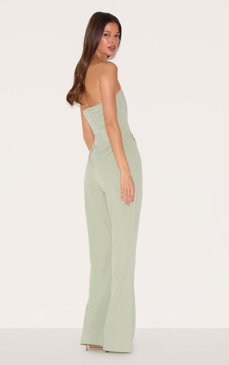 Sage Green Ruch Pointed Corset Bandeau Jumpsuit Product Image