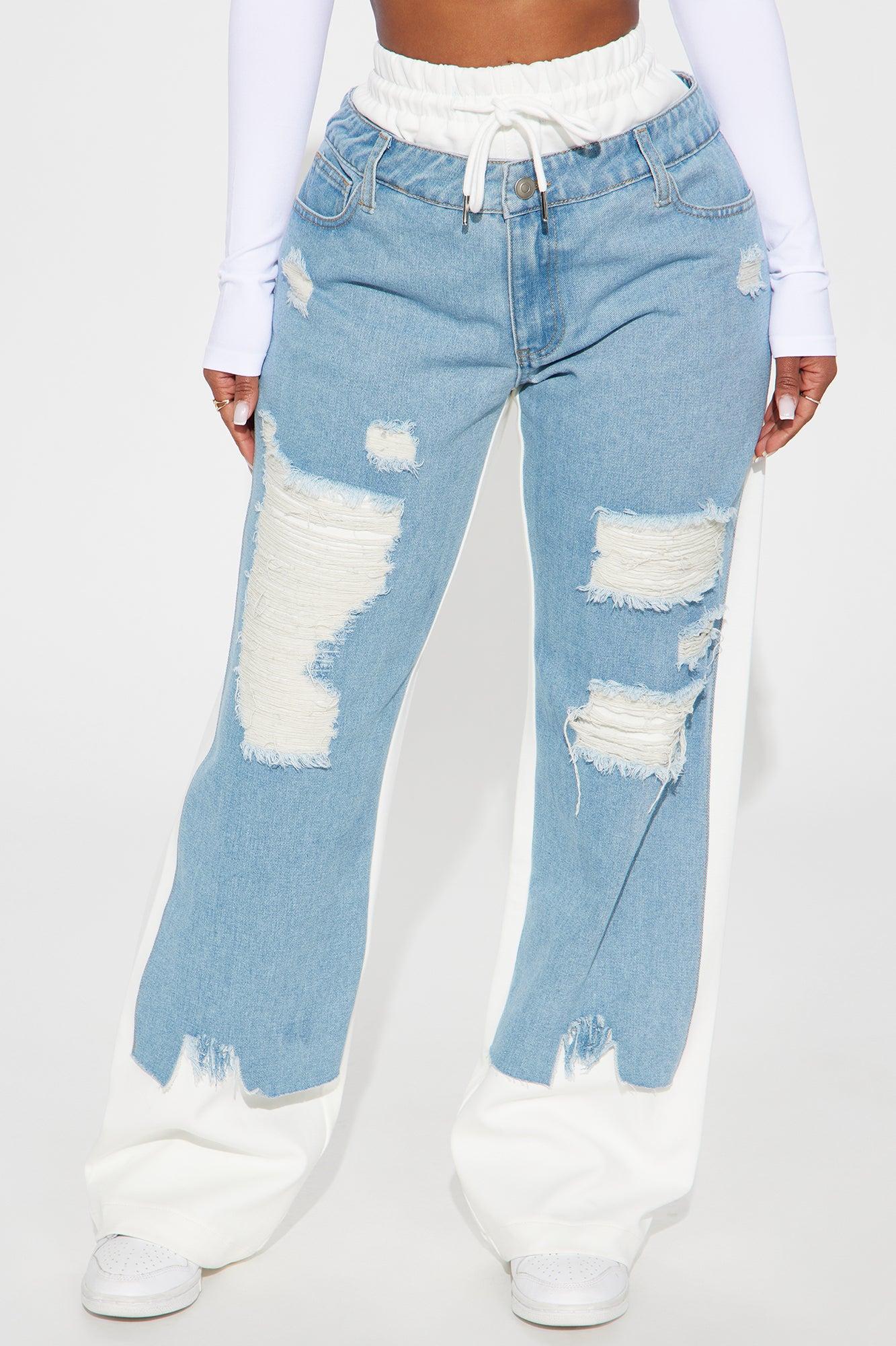 Eileen Contrast Double Waistband Pant - White/combo Product Image