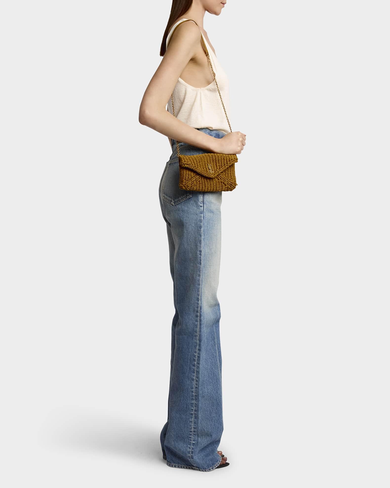 Cassandre Small YSL Pouch Clutch Bag in Raffia  Product Image